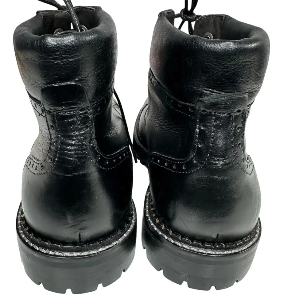 Johnston & Murphy Garrison Black Leather Brogue Cap Toe Boot. Sz: 10